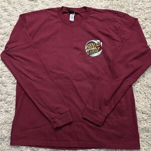 Santa Cruz Skateboards Burgundy Long Sleeve Tee Size XL